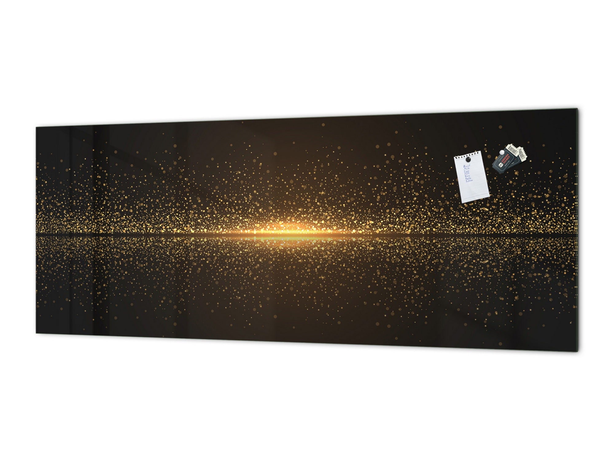 Design glass backsplash - Tempered Glass splashback - Golden Waves Series: Sparkling golden dust