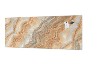 Design glass backsplash - Tempered Glass with or without magnetic properties Marbles 1 Series: Swirls of orange marble