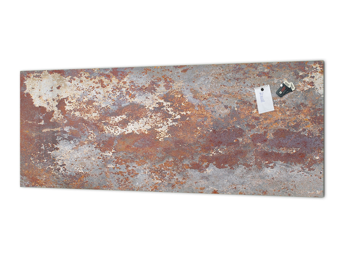 Stunning glass wall art  - Wide format wall backsplash Rusted textures Series: Rusted metal