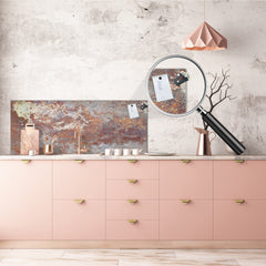 Stunning glass wall art  - Wide format wall backsplash Rusted textures Series: Rusted metal