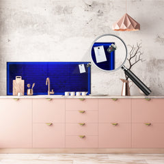 Toughened printed glass backsplash - Kitchen wall panel: Textures and tiles 1 Series Oxidized copper ornament: Neon light