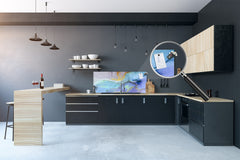 Contemporary glass kitchen panel - Wide format wall backsplash Colourful abstractions Series: Colorful abstraction 1