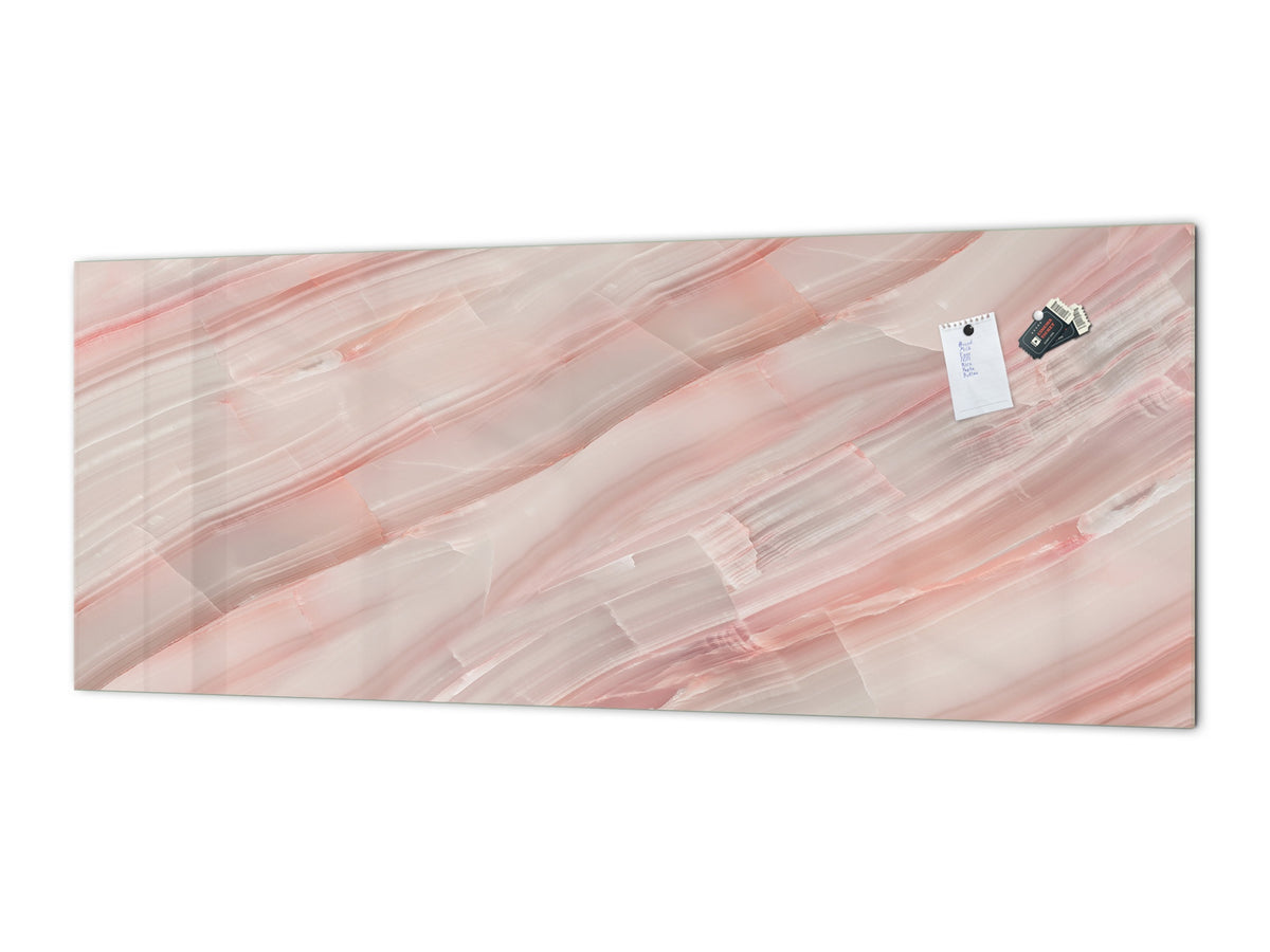 Contemporary glass kitchen panel - Wide format wall backsplash Marbles 2 Series: Carrara pink marble