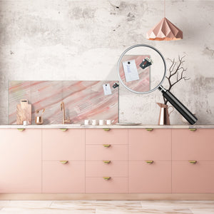 Contemporary glass kitchen panel - Wide format wall backsplash Marbles 2 Series: Carrara pink marble
