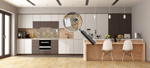 Stylish glass backsplash - Photo glass upstand w/wo magnetic properties - Decorative Surfaces Series: Circles and triangles