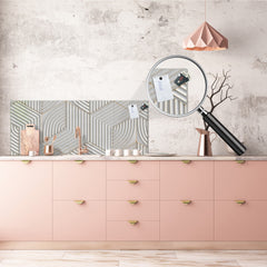 Stylish glass backsplash - Photo glass upstand w/wo magnetic properties - Decorative Surfaces Series: White hexagons