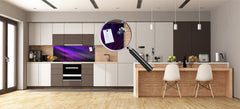 Contemporary glass kitchen panel - Wide format wall backsplash with or without magnetic properties - Colourful Variety Series: Purple fabric 2