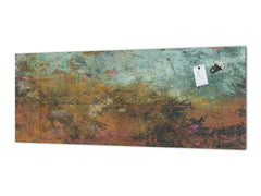 Stunning glass wall art  - Wide format wall backsplash Rusted textures Series: Colorfoul tarnished copper