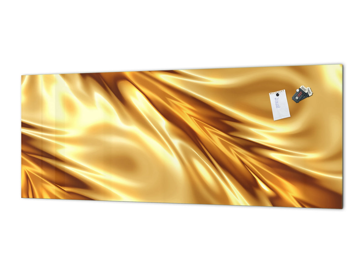 Design-Glasrückwand – Küchenrückwand aus gehärtetem Glas – Golden Waves Serie: Luxusstoff 2