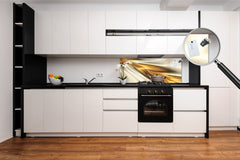 Design glass backsplash - Tempered Glass splashback - Golden Waves Series: Golden spike
