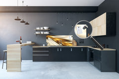 Design glass backsplash - Tempered Glass splashback - Golden Waves Series: Golden spike
