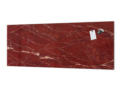 Contemporary glass kitchen panel - Wide format wall backsplash Marbles 2 Series: Polished red mineral