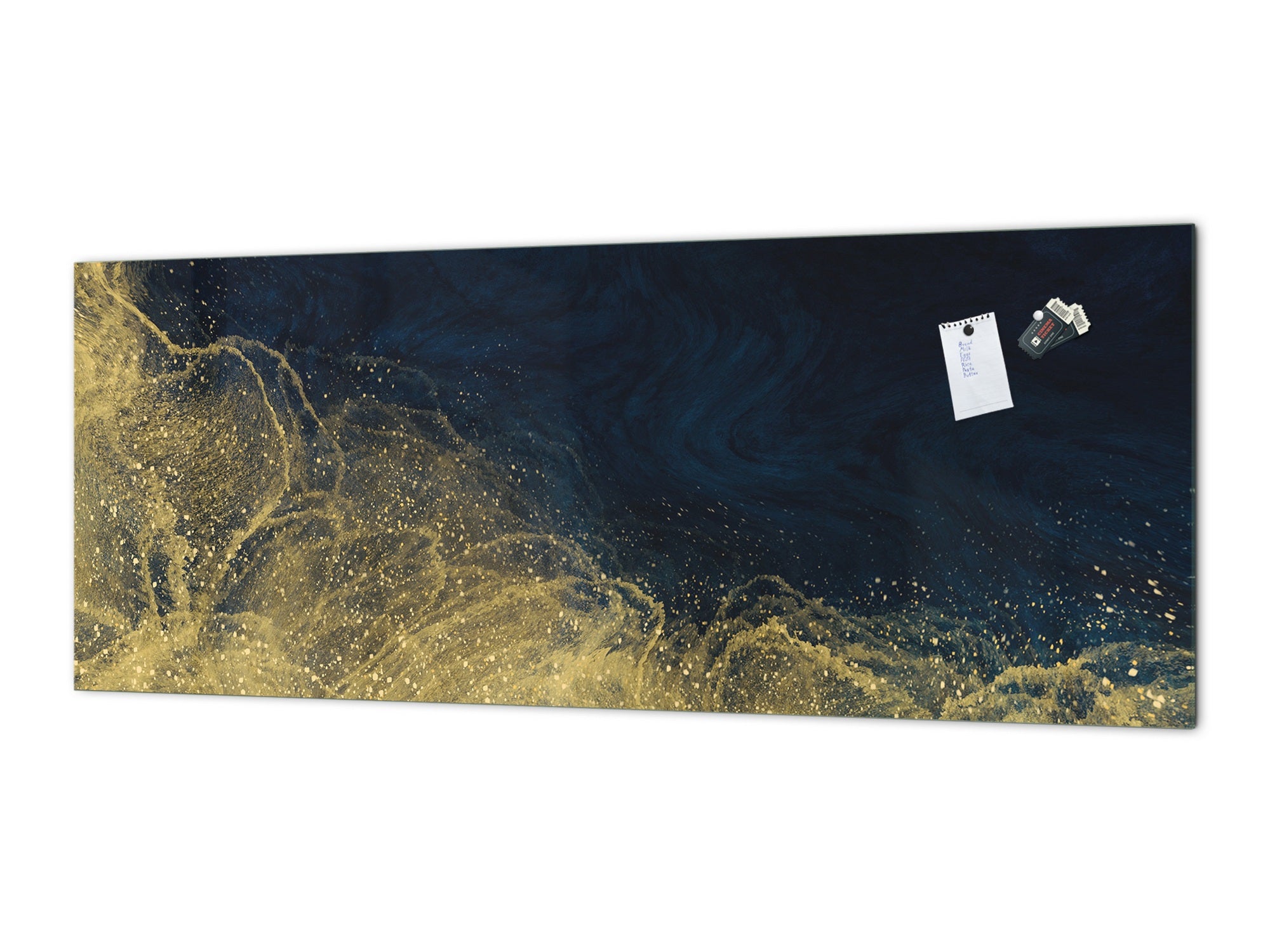 Design glass backsplash - Tempered Glass splashback - Golden Waves Series: Wave of glitter