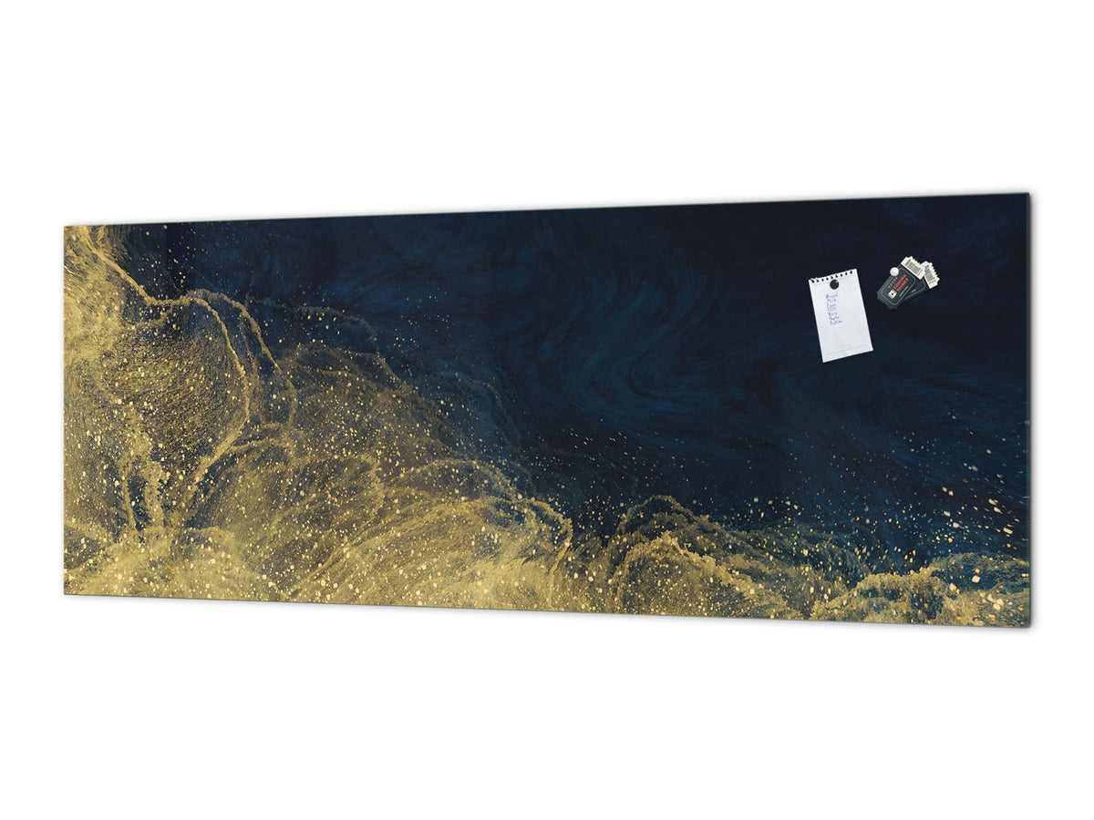 Design glass backsplash - Tempered Glass splashback - Golden Waves Series: Wave of glitter
