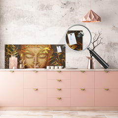 Wide format Wall panel - Design backsplash - Abstract Graphics Series: Hand-drawn Buddha