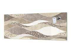 Printed glass horizontal splashback -  Tempered Glass Wall Panel Cities Series BBS22:  Vintage leaves and patterns Series: Versatile tile pattern