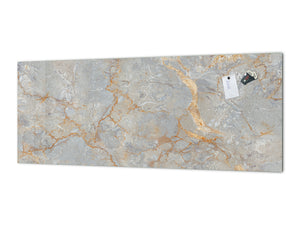 Contemporary glass kitchen panel - Wide format wall backsplash Marbles 2 Series: Natural breccia marble