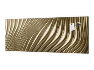 Design glass backsplash - Tempered Glass splashback - Golden Waves Series: Golden metal strips