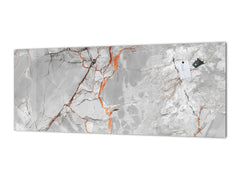 Contemporary glass kitchen panel - Wide format wall backsplash Marbles 2 Series: Glossy slab marble texture
