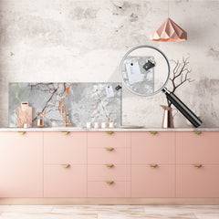 Contemporary glass kitchen panel - Wide format wall backsplash Marbles 2 Series: Glossy slab marble texture