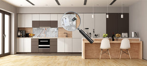 Contemporary glass kitchen panel - Wide format wall backsplash Marbles 2 Series: Glossy slab marble texture