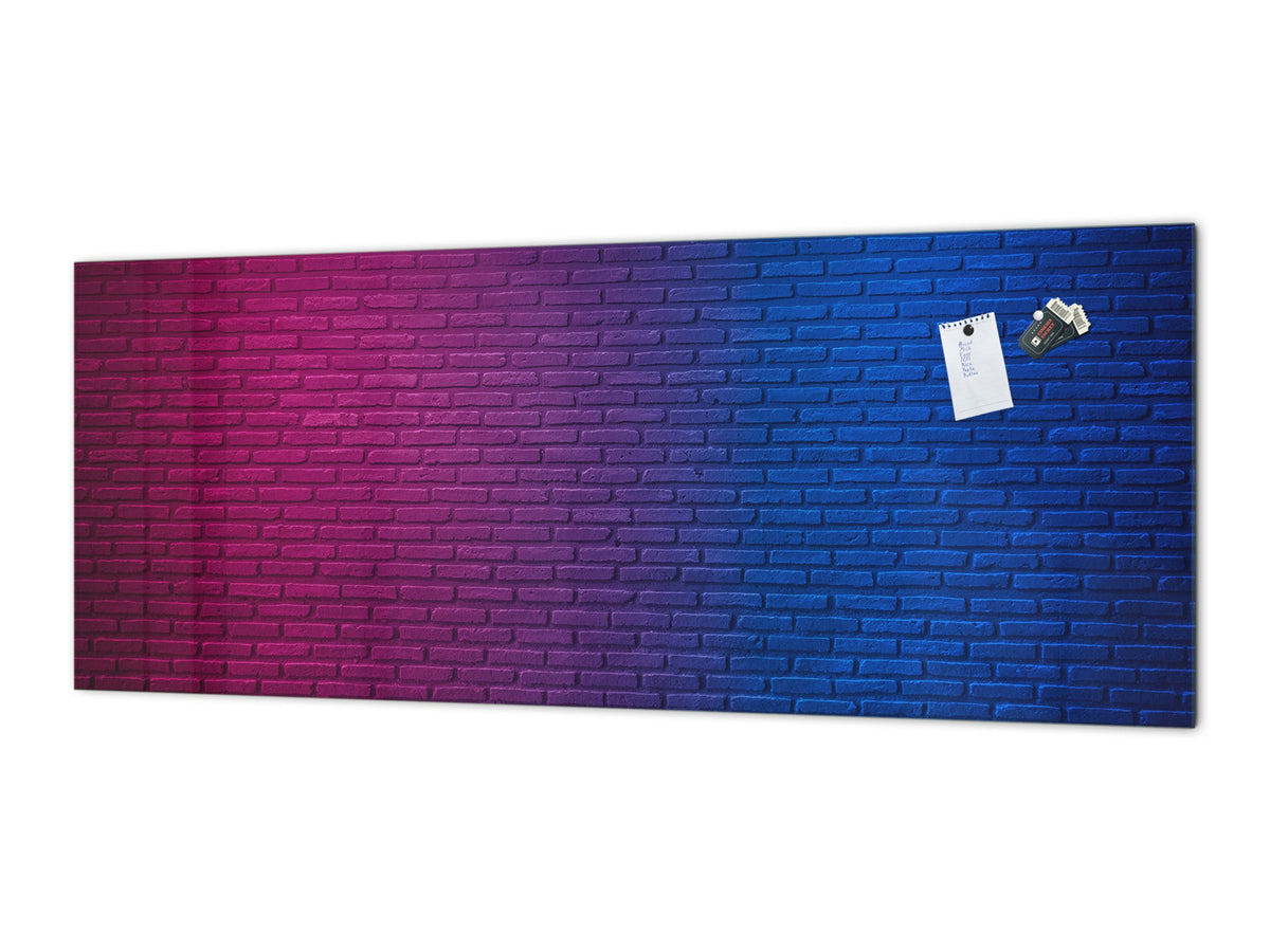 Toughened printed glass backsplash - Kitchen wall panel: Textures and tiles 1 Series Oxidized copper ornament: Club brick wall