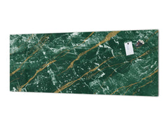 Design glass backsplash - Tempered Glass splashback with or without magnetic properties - Marbles 1 Series Green marble with golden veins 1