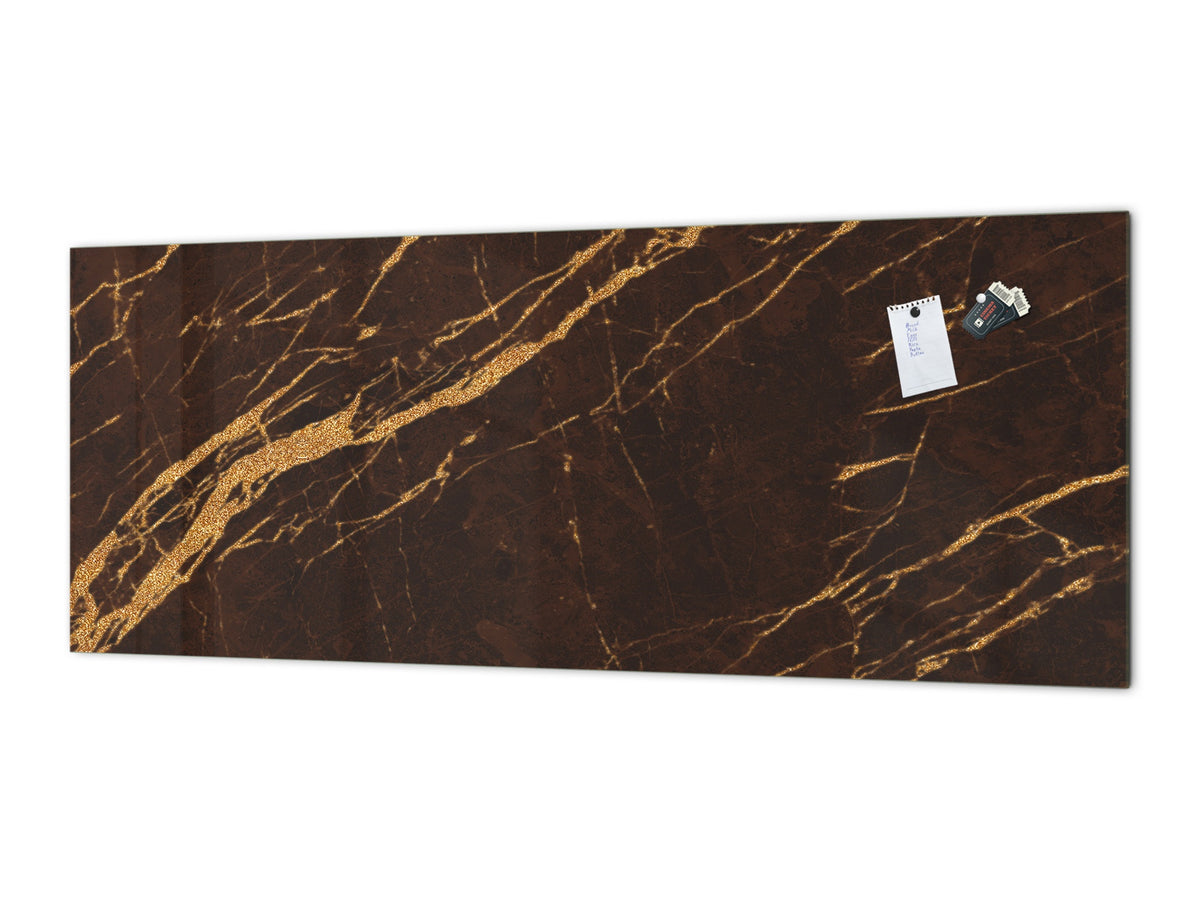 Contemporary glass kitchen panel - Wide format wall backsplash Marbles 2 Series: Abstract brown