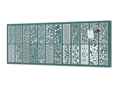 Printed glass horizontal splashback -  Tempered Glass Wall Panel Cities Series BBS22:  Vintage leaves and patterns Series: Abstract design pattern