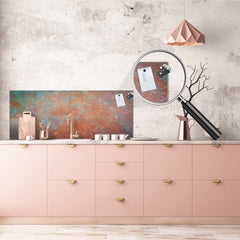 Stunning glass wall art  - Wide format wall backsplash Rusted textures Series: Oxidized metal 2