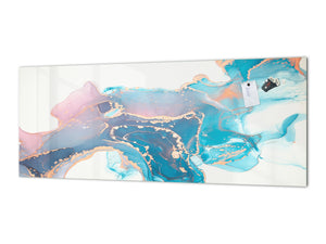 Contemporary glass kitchen panel - Wide format wall backsplash Colourful abstractions Series: Abstract fluid art