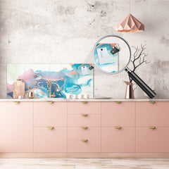 Contemporary glass kitchen panel - Wide format wall backsplash Colourful abstractions Series: Abstract fluid art
