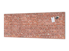 Toughened printed glass backsplash - Kitchen wall panel: Textures and tiles 1 Series Oxidized copper ornament: Classic red brick pattern