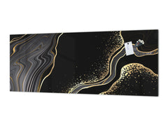 Contemporary glass kitchen panel - Wide format wall backsplash Colourful abstractions Series: Glossy waves