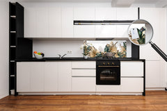 Stunning glass wall art - Wide format kitchen backsplash with and without metal back-coating - Tropical Leaves Series: Tropical pattern