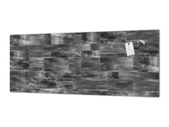 Toughened printed glass backsplash - Kitchen wall panel: Textures and tiles 1 Series Oxidized copper ornament: Dark grey marble tiles