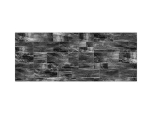 Toughened printed glass backsplash - Kitchen wall panel: Textures and tiles 1 Series Oxidized copper ornament: Dark grey marble tiles