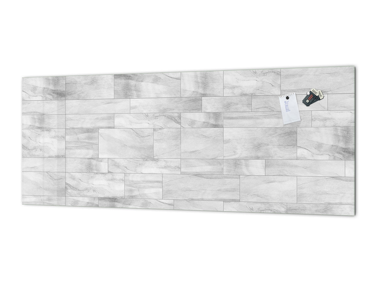 Toughened printed glass backsplash - Kitchen wall panel: Textures and tiles 1 Series Oxidized copper ornament: Grey irregularity 2