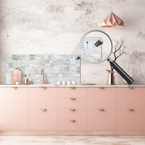 Toughened printed glass backsplash - Kitchen wall panel: Textures and tiles 1 Series Oxidized copper ornament: Grey irregularity 2