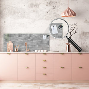 Toughened printed glass backsplash - Kitchen wall panel: Textures and tiles 1 Series Oxidized copper ornament: Grey irregularity 1