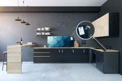 Stunning glass wall art  - Wide format wall backsplash Rusted textures Series: Thorny waves