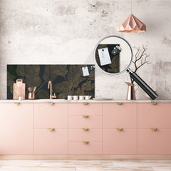 Printed glass horizontal splashback -  Tempered Glass Wall Panel Cities Series BBS22:  Vintage leaves and patterns Series: Botanical modern art