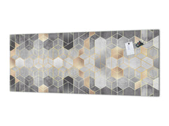 Wide format Wall panel - Design backsplash BBS21: Textures and tiles 2 Series: Golden-black geometric abstraction