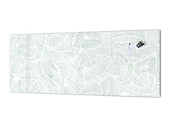 Printed glass horizontal splashback -  Tempered Glass Wall Panel Cities Series BBS22:  Vintage leaves and patterns Series: Abstract leave background