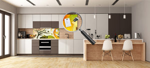 Toughened printed glass backsplash - Kitchen wall splashback will or without magnetic properties - Paintings Series: Silhouette of an abstract bird