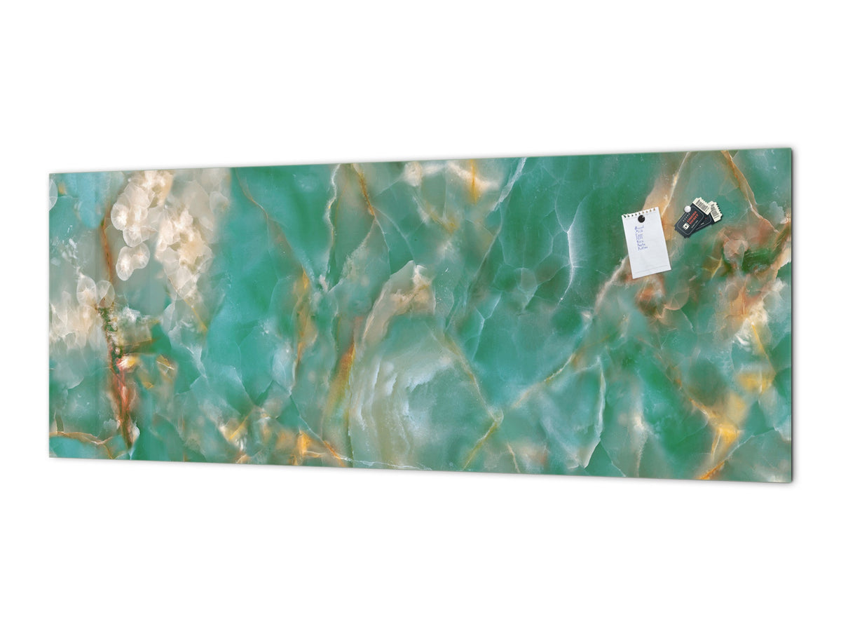 Design glass backsplash - Tempered Glass with or without magnetic properties Marbles 1 Series Green onyx