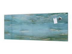 Contemporary glass kitchen panel - Wide format wall backsplash Marbles 2 Series: Water-like marble