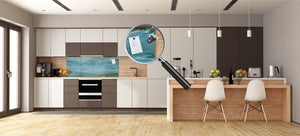 Contemporary glass kitchen panel - Wide format wall backsplash Marbles 2 Series: Water-like marble