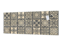 Printed glass horizontal splashback -  Tempered Glass Wall Panel Cities Series BBS22:  Vintage leaves and patterns Series: Sculpted mosaic pattern