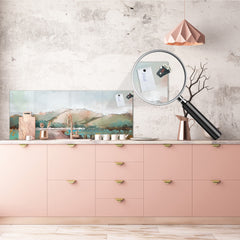 Toughened printed glass backsplash - Kitchen wall splashback will or without magnetic properties - Paintings Series: Delicate landscape